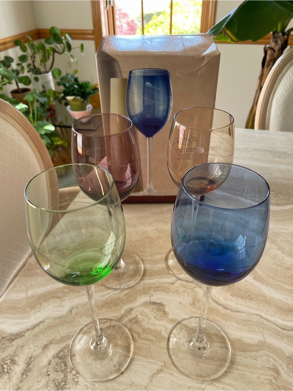 Lenox NIB Tuscany Seasons Collection 12oz Goblets Set/4 Crystal Asst. Colors